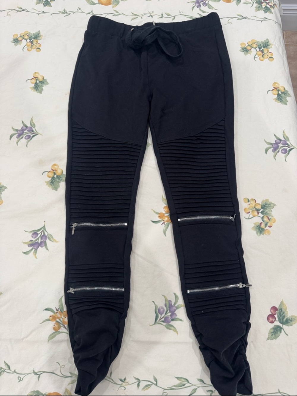 Shinestar Black Skinny Moto Jogger Pants with Zippers